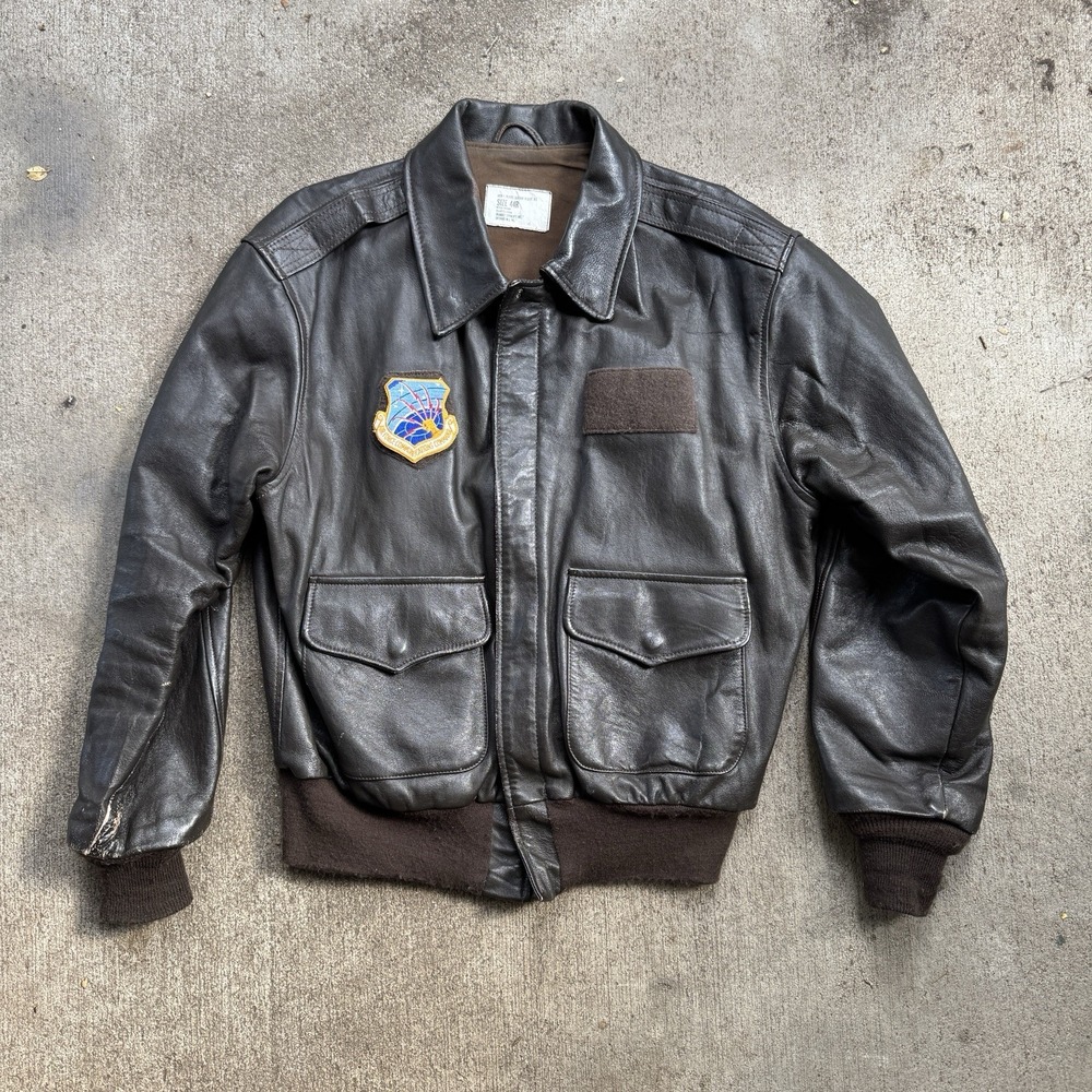 Vintage A-2 Brown Leather Jacket Size 44R USAF Air Force